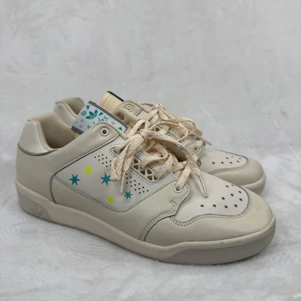 Adidas Rivalry Low Sneakers‎ Off White Cream Star Print Retro Leather Shoes 10